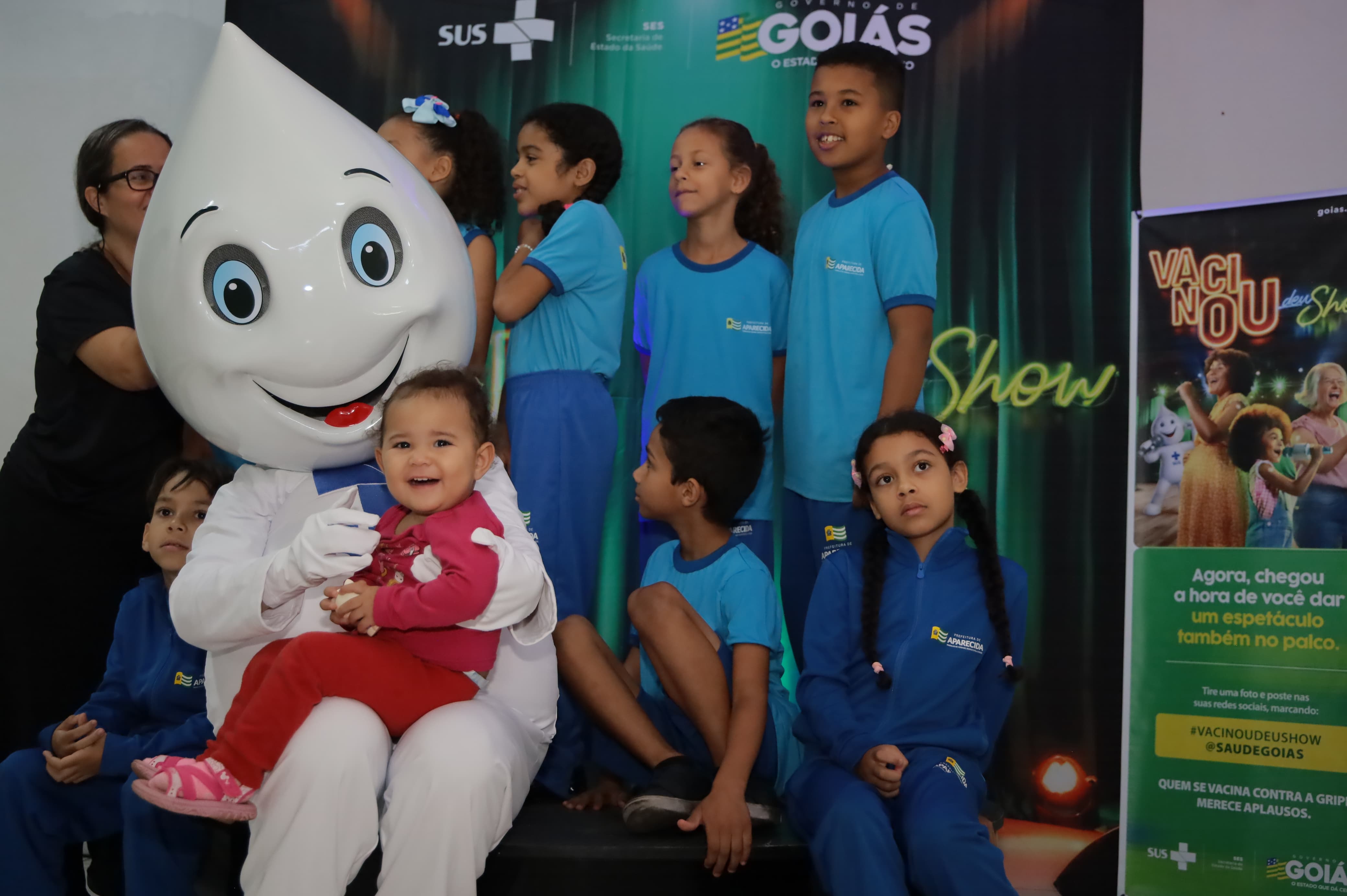Aparecida destaca vacinação contra a gripe com Zé Gotinha e a caravana “Vacinou Deu Show”