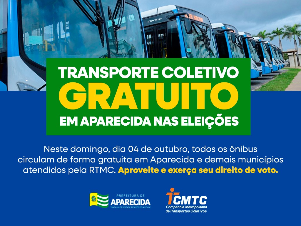 Transporte coletivo será gratuito em Aparecida neste domingo, 4